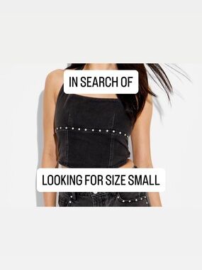 ISO Black studded denim halter top